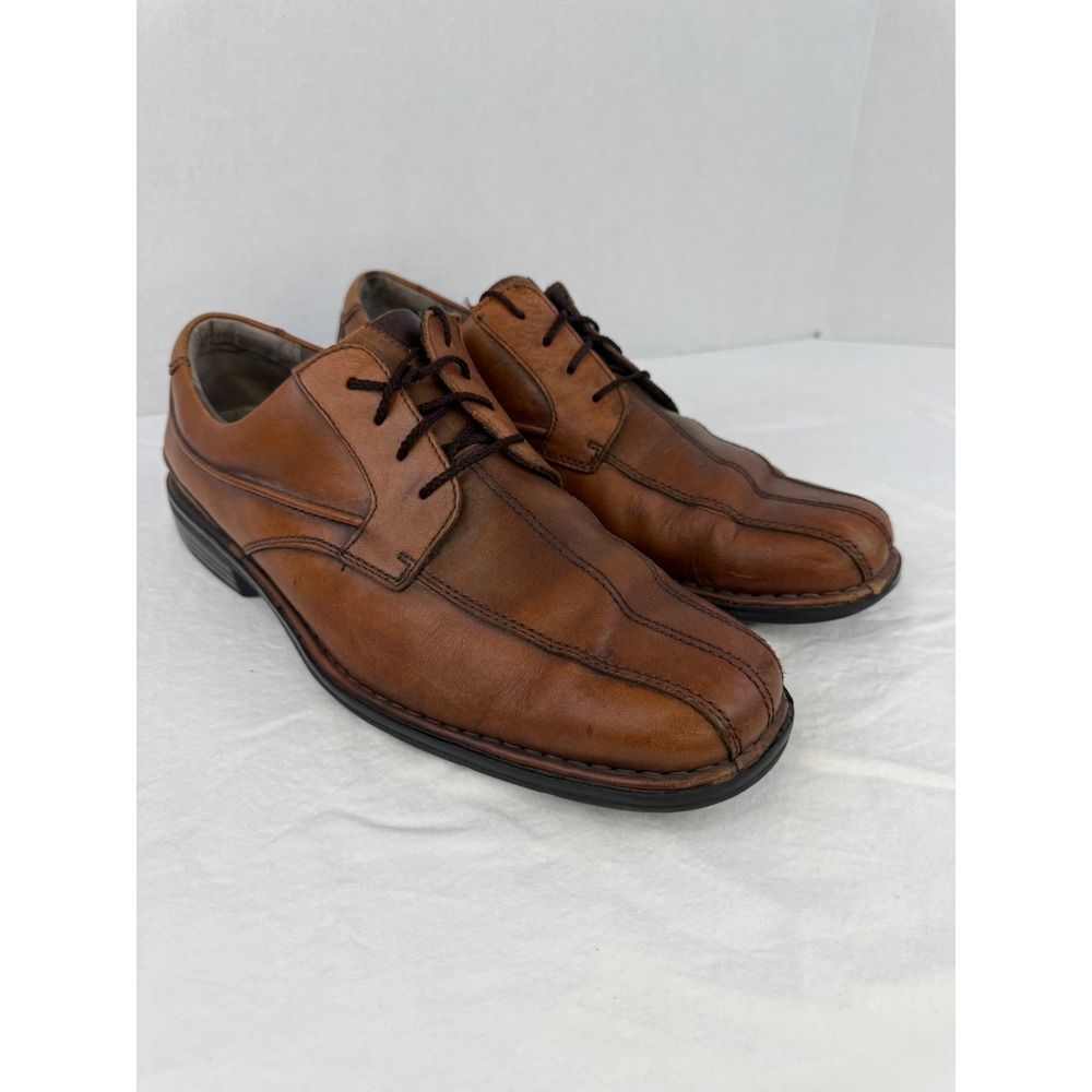 Clarks Mens Tan Leather Square Toe Oxford Dress Shoes 72536 Brown Size 11.5 M‎